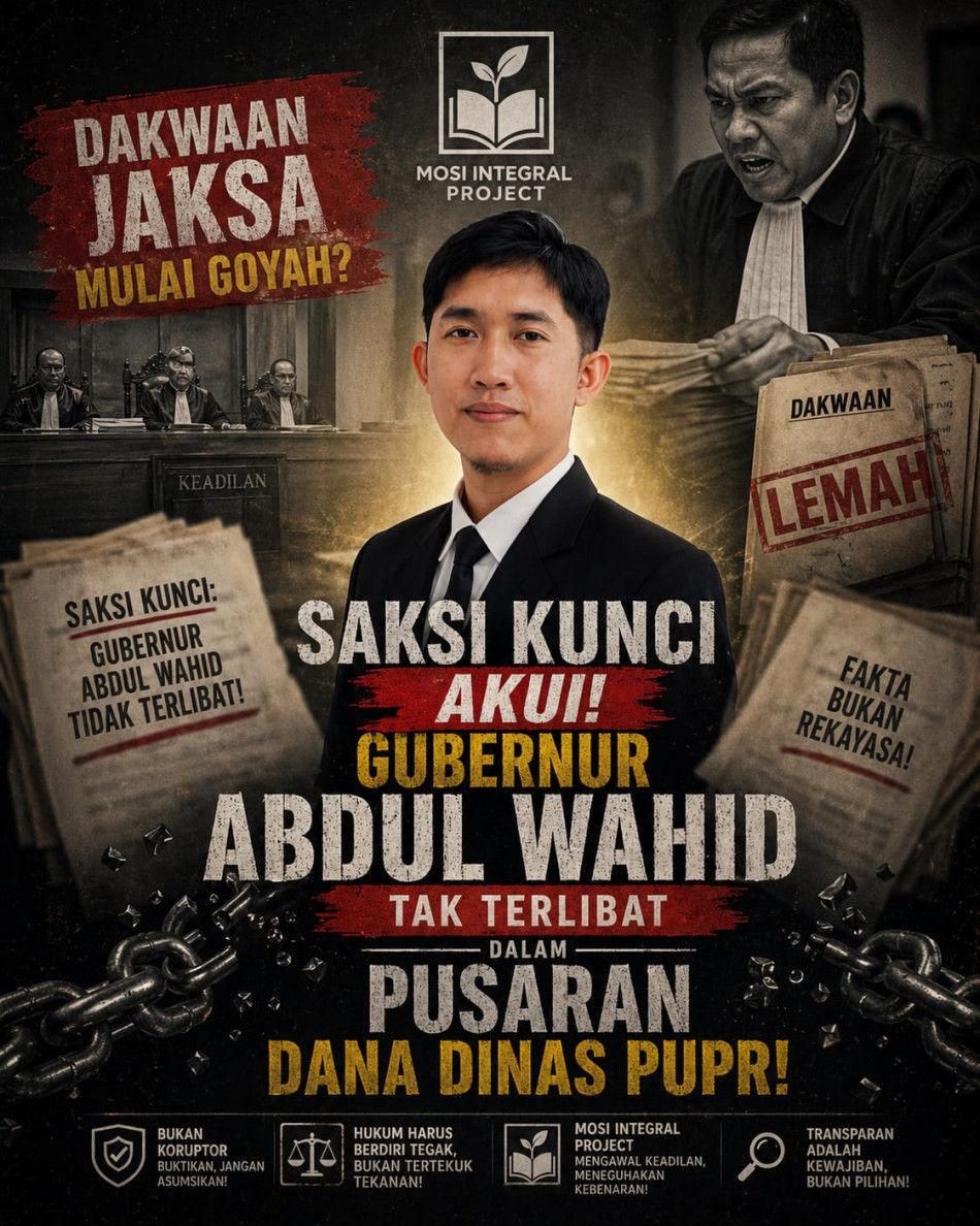 Dakwaan Jaksa Mulai Goyah? Saksi Kunci Akui Gubernur Abdul Wahid Tak Terlibat dalam Pusaran Dana Dinas PUPR!