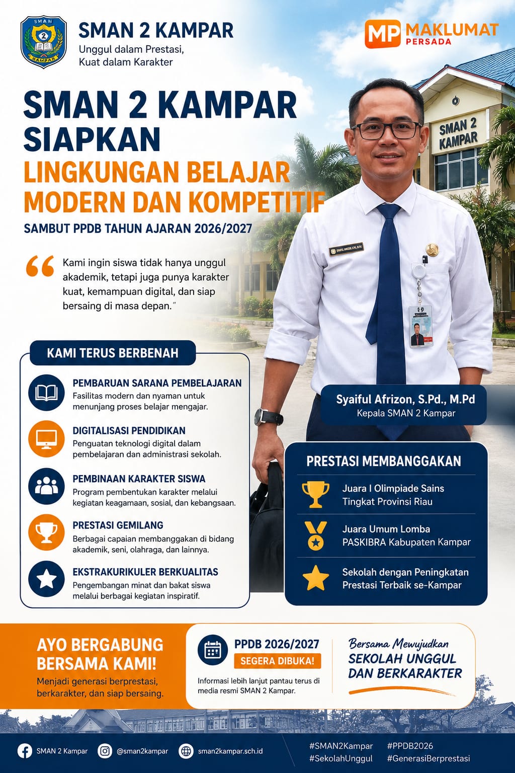 SMAN 2 Kampar Siapkan Lingkungan Belajar Modern dan Kompetitif Sambut PPDB 2026/2027