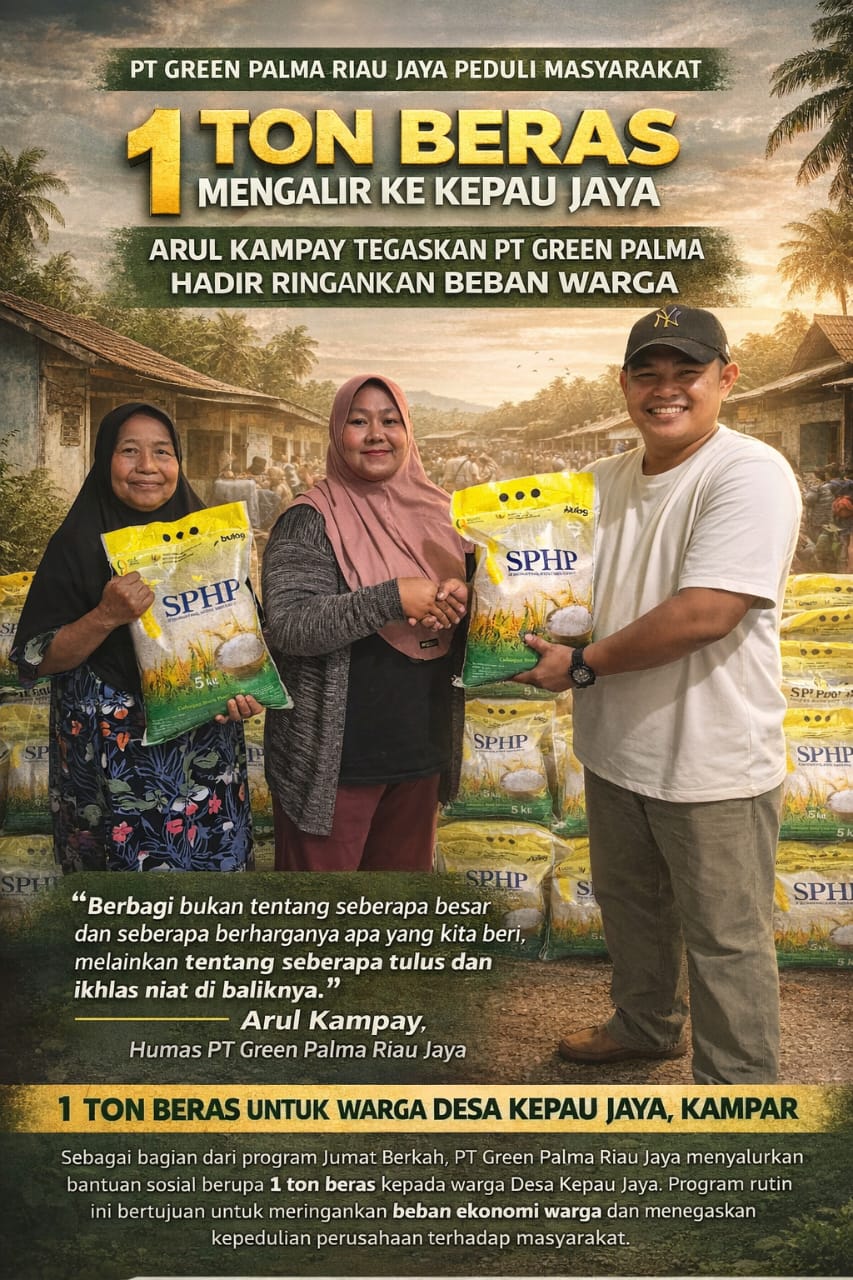 Satu Ton Beras Mengalir ke Kepau Jaya, Arul Kampay Tegaskan PT Green Palma Hadir Ringankan Beban Warga