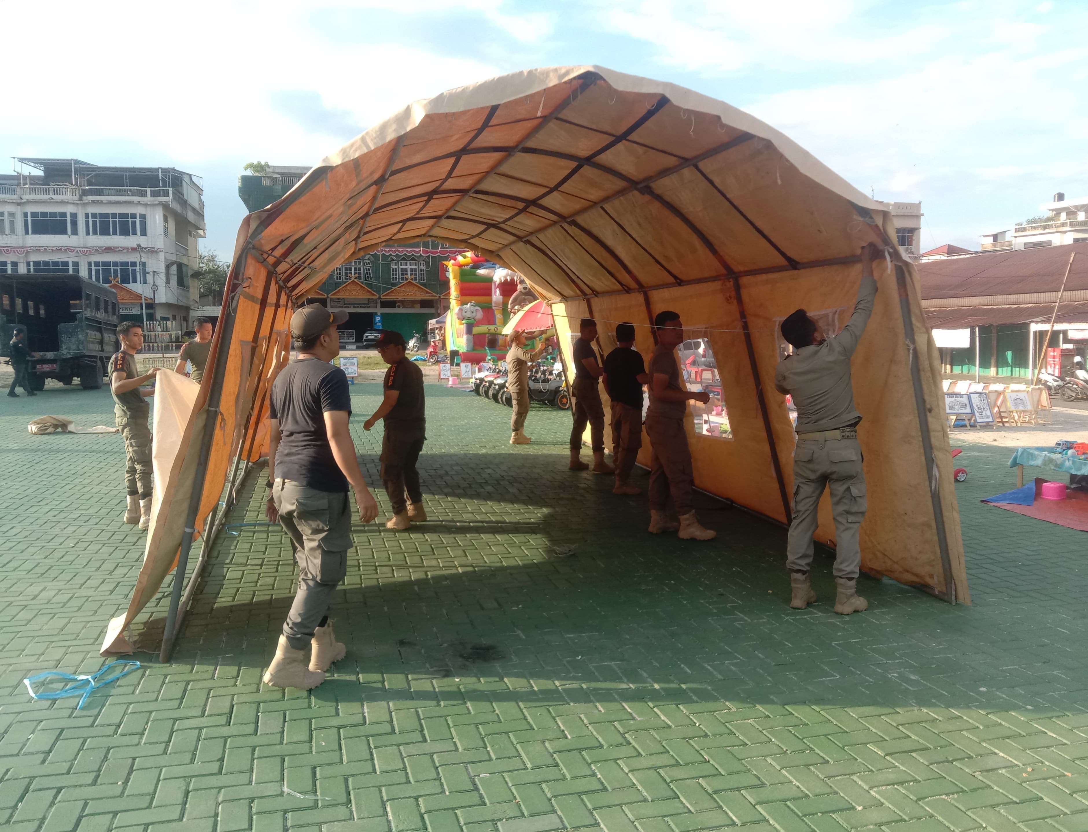 Instruksi Bupati Direspons Cepat, Posko Bencana Berdiri di Taman Jalur Teluk Kuantan